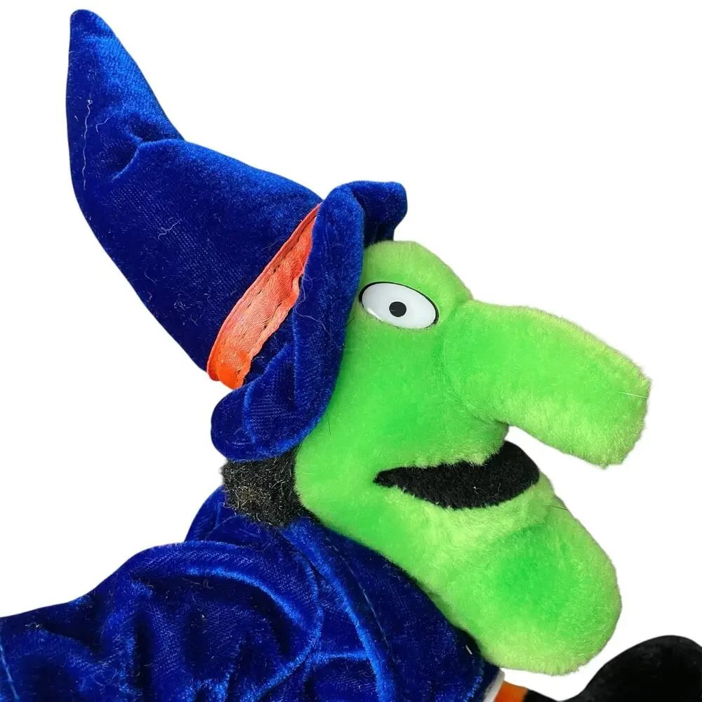 Vintage Witch Plush Doll Velvet Bright Neon Burlap 1990s y2k Halloween Toy RARE